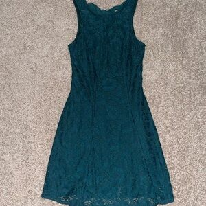 Elegant Teal Lace Dress
